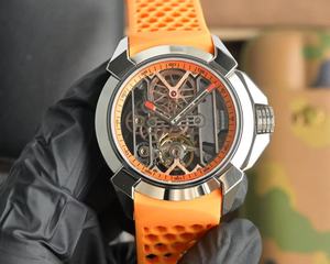Reloj Mecánico de Acero Inoxidable para Hombre con Diseño Hueco y Correa Deportiva Naranja - Product Image 1