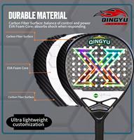 Raquette de beach tennis professionnelle en gros, finition 3D, 12K 3K fibre de carbone, noyau intérieur en EVA dur, forme diamant, raquette de padel portable