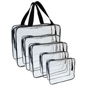 New Travel PVC Cosmetic Bags Set Women Transparent Clear Zipper Makeup Bags Organizer Bath Wash Make Up Tote Handbags Case