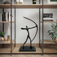 Exquis noir alliage marbre bureau décor à la maison accessoires intérieur chambre Sculpture tir à l'arc artisanat décoration de la maison articles
