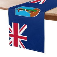 Taplak Meja Poliester Kustom Bermotif Bendera Montserrat, Taplak Meja Jahitan Halus Melindungi Permukaan Furnitur untuk Meja Makan, Meja Teh