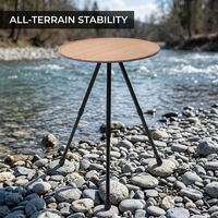Meilleure Vente : Table de Camping Pliante Rond en Bois Rétro, Table de Bistro Portable à Trépied pour Terrasse, Jardin, Balcon