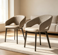 Chaise de salle à manger moderne faite à la main avec dossier souple et minimaliste pour la maison, le bureau, la chambre, le salon, l'hôtel et la restauration