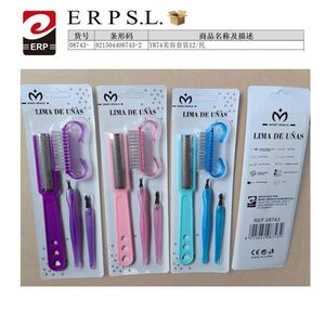 Lima De Unas Nail Art Set 3Pc Manicure Tools With File Brush And Tweezers For Home Use - Product Image 1