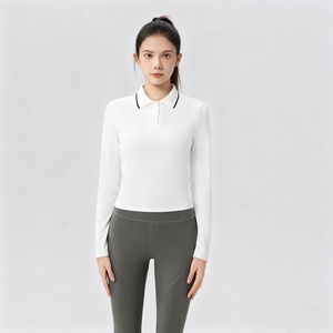 <span class=keywords><strong>Polo</strong></span> da <span class=keywords><strong>donna</strong></span> a maniche lunghe con colletto rialzato Color-block, Slim Fit, stile retrò, Casual e adatta per il Tennis - Product Image 2