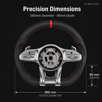 Volant de voiture sport en cuir perforé à 3 branches personnalisé, cadre en alliage d'aluminium, compatible avec Mercedes-Benz W222 / W213 / W205 / W253