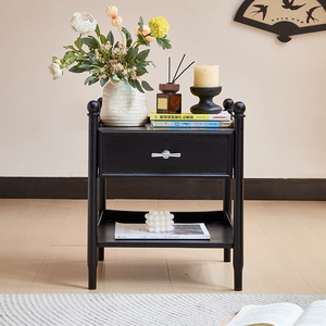 Solid Wood Nightstand <b>Small</b> Simple Modern New Light Luxury High-end Apartment Bedroom Storage Cabinet Furniture 1 <b>Drawer</b> K112 Be - Product Image 3