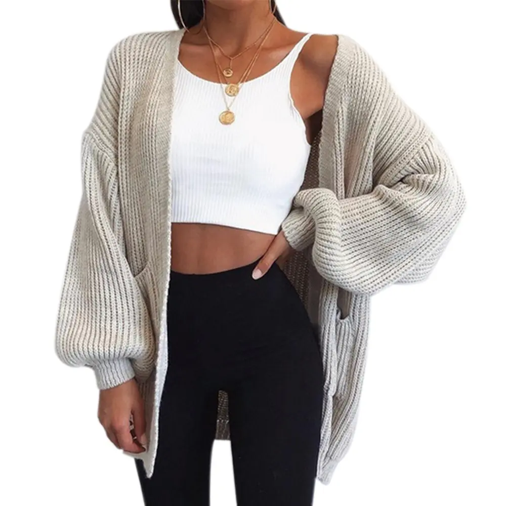 Hot Selling Autumn Winter Sweater Casual Loose Solid Color Knit Top Comfortable Cotton Oversize Cardigan Knitwear Sweater Coat