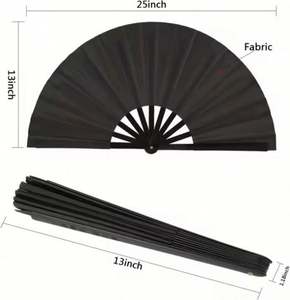 Abanicos plegables de 33 cm con mango, en blanco y negro, de poliéster y plástico, pintados a mano para Navidad - Product Image 4