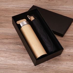 Juego de Tazas Aisladas de Acero Inoxidable con Asa de Bambú, Paraguas y Memoria USB Incluidos, Estilo Chino, Conservación del Calor, Perfecto - Product Image 3