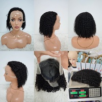 Promotion Letsfly 24$ Perruques Jerry Curly avec dentelle frontale 13x4, Perruques courtes bob frontales bon marché 100% cheveux humains pour femmes noires