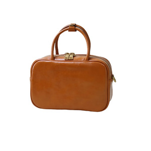 Retro Handmade Vegetable <b>Tanned</b> Cowhide Leather Women's Bag Square Zipper Closure Shoulder Crossbody Bag <b>Brown</b> Coffee Color - Product Image 3