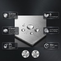 Armoire de cuisine en acier inoxydable SUS304 de qualité alimentaire, ignifuge classe A, sans formaldéhyde, conception modulaire pour projets hôteliers et d'appartements