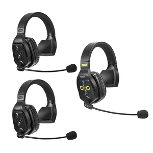 Saramonic 1.9GHz Wireless Intercom Headsets 3 people teamwork with Hands free operation