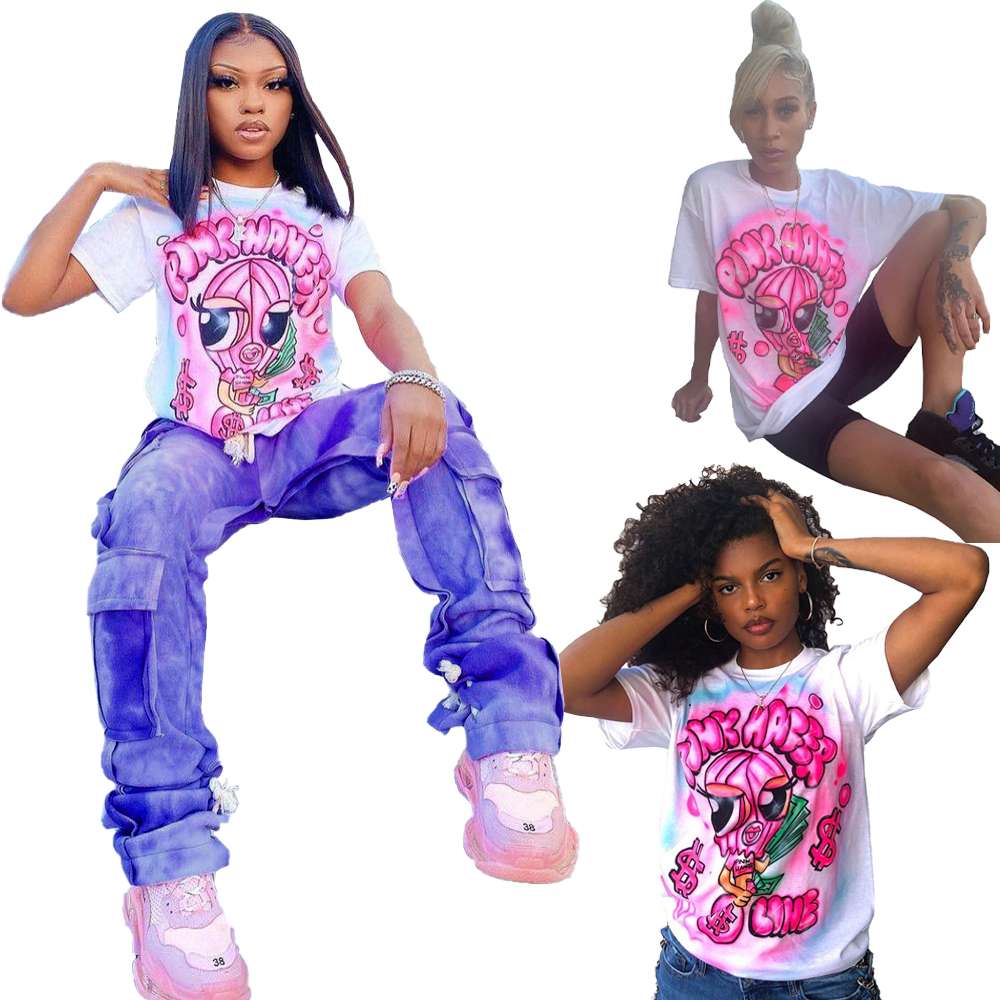 Женская футболка с круглым вырезом и графическим принтом, из органического хлопка и спандекса