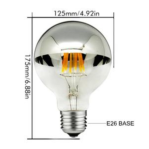 Светодиодная винтажная лампа с регулируемой яркостью и зеркальной полухромированной серебристой сферической лампой на основе нити G125 E26, 60 Вт - Product Image 2