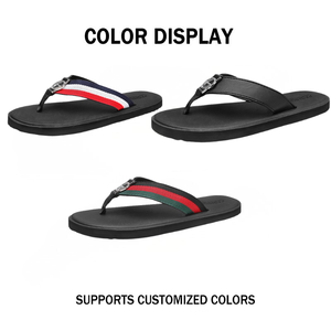 Chanclas de Moda para Hombre con Tiras Decorativas a Rayas, Sandalias Casuales Antideslizantes de EVA para Salidas Diarias, Pantuflas Modernas para Exteriores - Product Image 2