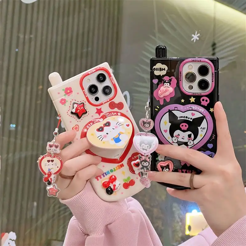 Drôle 3D Bonjour chat maquillage miroir femelle en caoutchouc souple housse de téléphone pour iphone 15 pro