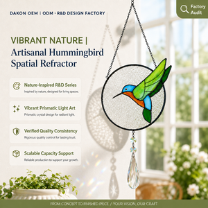 Kolibri-Gartenkunst 7,1 Zoll Lebendige Glasdekoration Natur-Sonnenfänger Großhandel OEM BSCI-Geprüfte Fertigstellungsbereitschaft - Product Image 1