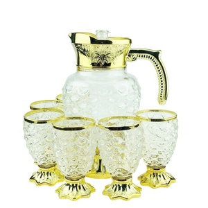 ชุดแก้วน้ำใสลายปลา 1.6 ลิตร พร้อมแก้วน้ำขนาด 150 มล. ชุด 4 ชิ้น ชุบทอง ดีไซน์คลาสสิก สำหรับเครื่องดื่ม บาร์ที่บ้าน ภาชนะแก้วสำหรับรับประทานอาหาร - Product Image 6