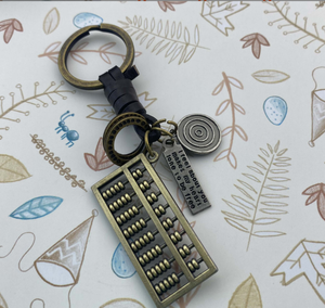 Llavero de bronce antiguo con diseño de <span class=keywords><strong>ábaco</strong></span>, amuleto metálico vintage tejido a mano - Product Image 1
