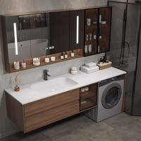 Meuble de salle de bain intégré en aluminium nid d'abeille avec lavabo intégré, combinaison lave-linge et lavabo pour balcon, personnalisable