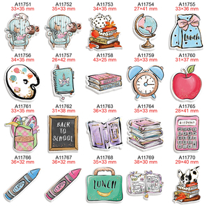 Dessin animé retour à l'école Flatback résine planaire pour bricolage arcs à cheveux artisanat fournitures breloques modèle matériaux 50 pcs/Lot - Product Image 3