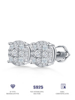 Boucles d'oreilles clous en argent sterling 925 avec moissanite couleur D VVS et diamant de laboratoire, style vintage glacé pour hommes et femmes