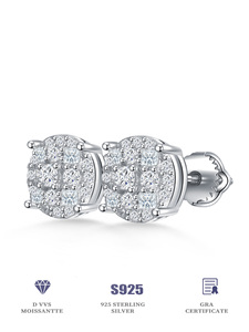 <span class=keywords><strong>Orecchini</strong></span> a lobo in <span class=keywords><strong>argento</strong></span> sterling 925 con moissanite VVS colore D e diamanti da laboratorio, stile vintage ghiacciato, per uomo e <span class=keywords><strong>donna</strong></span> - Product Image 5