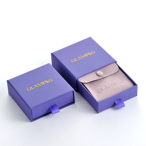 Custom Logo Purple Sliding Drawer Jewelry Packaging <b>Box</b> with Pouch <b>Gift</b> <b>Box</b> for <b>Earring</b> Bracelet Necklace Ring - Product Image 6