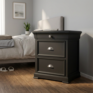 3-Drawer Wood Cabinet with Handles, Versatile Accent <b>Side</b> <b>Table</b> for Home Office, Living Room & Apartment <b>Storage</b> (White/Black) - Product Image 6