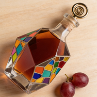 Botol Anggur Kaca Bening Modern Tak Beraturan dengan Pola Warna-warni, Tutup Gabus Kayu untuk Wiski, Anggur, Tequila