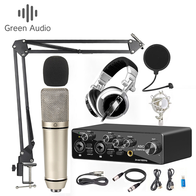 GAX-MR22P Complete Podcast Recording Bundle Condenser Microphone USB Audio Interface & Monitor Headphones for Studio/Vlogging