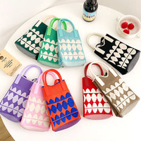 Macaron créatif de couleur assortie porte-monnaie tricoté pour femmes Mini sac de téléphone portable coloré