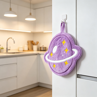 Serviette à main douce et moelleuse en forme de planète de dessin animé, à suspendre, séchage rapide, pour cuisine et salle de bain