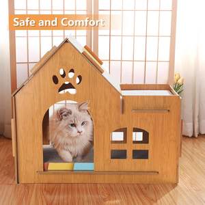 Casa rascadora <span class=keywords><strong>de</strong></span> <span class=keywords><strong>Castillo</strong></span> <span class=keywords><strong>de</strong></span> gato <span class=keywords><strong>de</strong></span> madera <span class=keywords><strong>para</strong></span> interiores <span class=keywords><strong>de</strong></span> dos pisos con características ajustables impermeables <span class=keywords><strong>para</strong></span> mascotas <span class=keywords><strong>de</strong></span> varios <span class=keywords><strong>gatos</strong></span>, almohadilla <span class=keywords><strong>de</strong></span> cartón <span class=keywords><strong>Gatos</strong></span> - Product Image 6