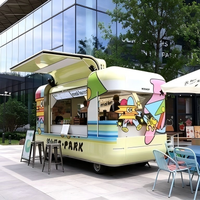 Camion de restauration rapide électrique résistant à la rouille, quatre roues, pour hot-dogs, glaces, en-cas, café, fruits, avec alimentation intégrée