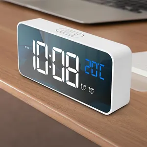 Music Alarm Clock Snooze Function Voice Control USB Charge Time Date Temperature LED Display Digital Table Alarm Clock
