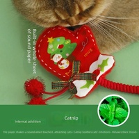 Sarung Tangan Mainan Kunyah Catnip Poliester Natal, Boneka Plush untuk Anak Kucing, Alat Bantu Tumbuh Gigi, Hiburan Mandiri untuk Kucing