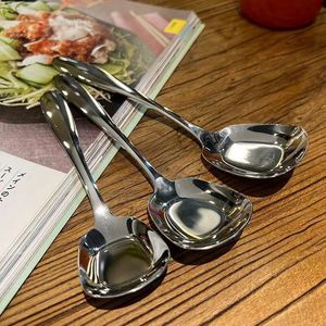Cuchara Cuadrada Profunda de Acero Inoxidable 304 con Fondo Plano, Cuchara de Mango Corto para Adultos, Utensilio de Cocina Viral, Cuchara para Alimentar Bebés y Niños Pequeños - Product Image 3