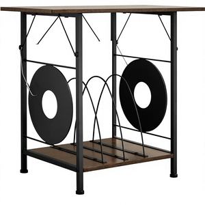 Meuble de rangement pour <span class=keywords><strong>tourne</strong></span>-<span class=keywords><strong>disque</strong></span>, organisateur de vinyles pour 200 albums, support de platine, étagère de présentation, modèle non pliable - Product Image 1