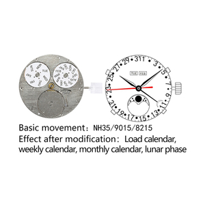 Mouvement NH35 modifié, calendrier complet, phase de lune, 24 rubis, calibre automatique pour fabricant de montres OEM ODM, marque privée personnalisée - Product Image 1