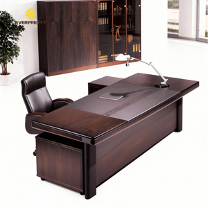 Muebles de Oficina Modernos Personalizados, Escritorio de Oficina con Escritorio Lateral, Superficie de Chapa, Mesa para CEO/Jefe, Escritorio Ejecutivo con Gabinete - Product Image 2