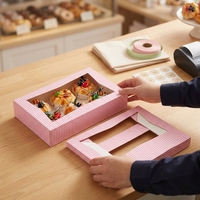 Emballage alimentaire de luxe, boîte en papier pliable biodégradable, emballage en carton, matériau pliable avec fenêtre pour gâteau, biscuit, cookie, beignet