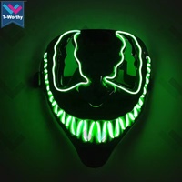 T-worthy 2022 Halloween Venom LED Masque Effrayant Light-Up EL Wire Costume pour Mascarade Cosplay Party Nouveau Design PVC Matériel