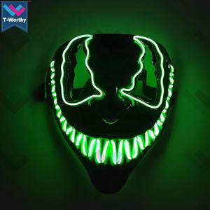 T-worthy 2022 Halloween <span class=keywords><strong>Venom</strong></span> LED Masque Effrayant Light-Up EL Wire Costume pour Mascarade Cosplay Party Nouveau Design PVC Matériel - Product Image 2
