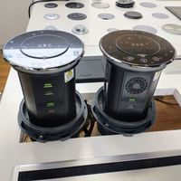 Prise de courant EU étanche avec commande Wi-Fi via application, haut-parleur LED motorisé intelligent, prise escamotable de table de cuisine avec recharge sans fil