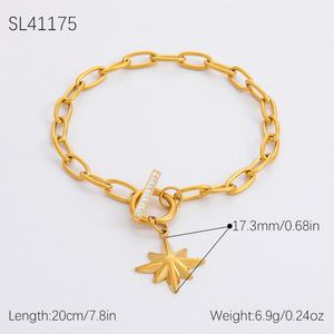 Vintage Stainless Steel Pendant Bracelet with 18K Gold Plating High-End <b>Charm</b> Chains Trendy Style and No Fading - Product Image 6