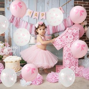 35 ballons en latex <span class=keywords><strong>rose</strong></span> pâle clair et blanc avec nœuds pour mariage, fête prénuptiale, baby shower, enterrement de vie de jeune fille, fiançailles, princesse, coquette - Product Image 3