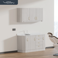 Set Kabinet Gigi Kompak dengan Kabinet Dinding dan Lantai, Meja Kuarsa, Perlengkapan Klinik 1,6m, Dapat Dikustomisasi